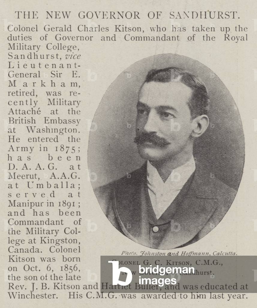 Colonel G C Kitson, CMG, New Governor of Sandhurst (b/w photo)