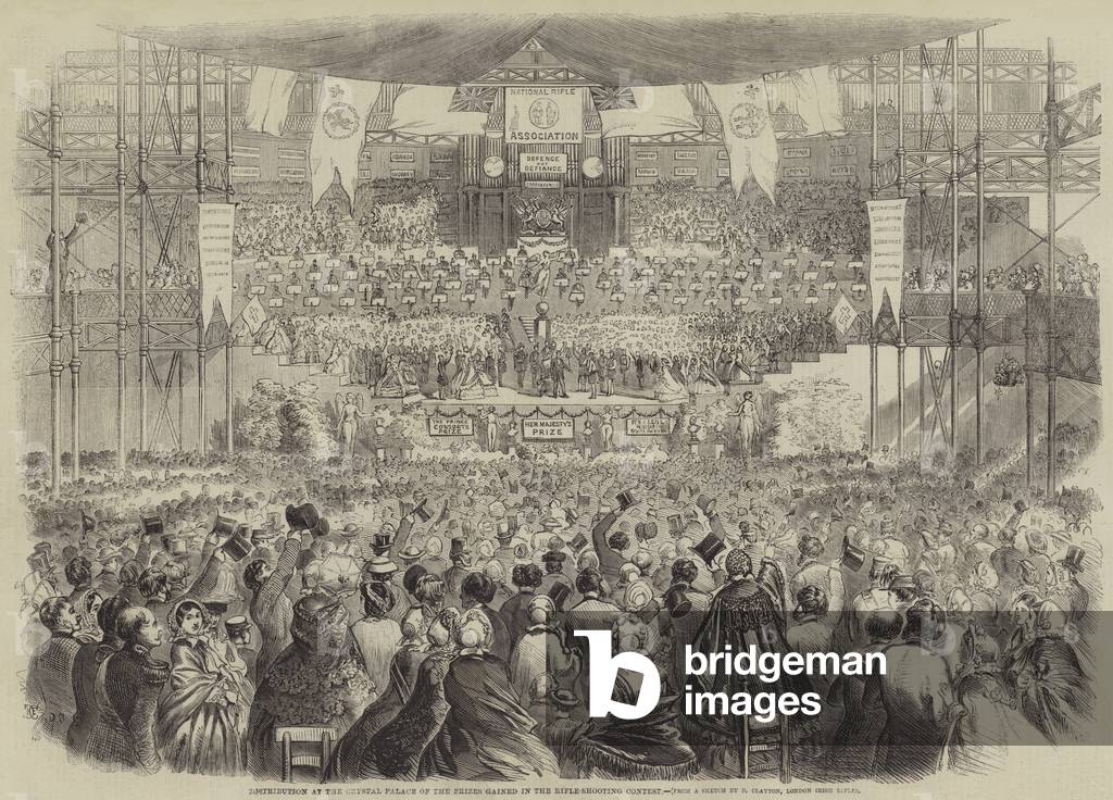 Distribution at the Crystal Palace of the Prizes gained in the Rifle-Shooting Contest (engraving)