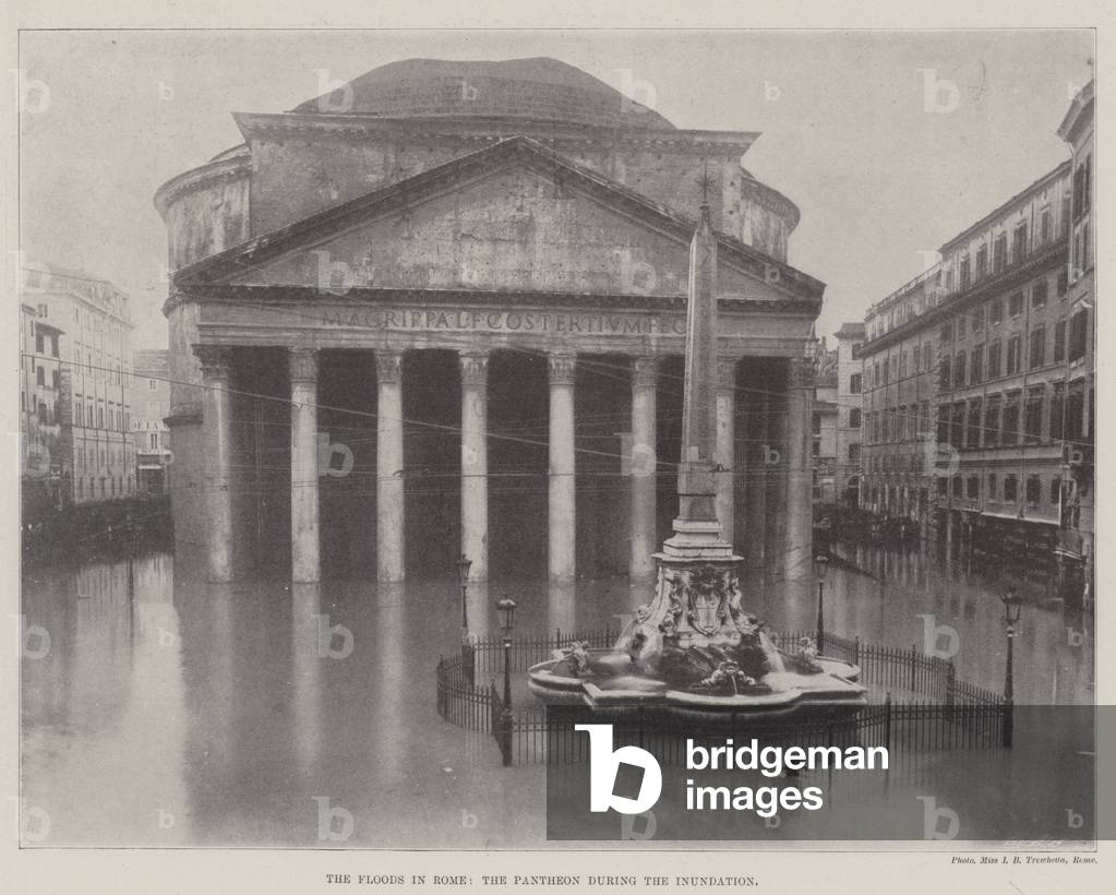 The Floods in Rome, the Pantheon during the Inundation (b/w photo)