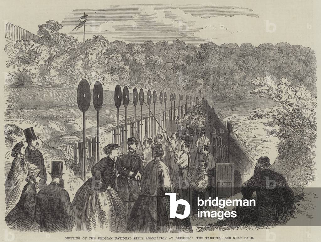 Meeting of the Belgian National Rifle Association at Brussels, the Targets (engraving)