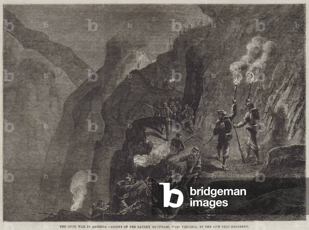 The Civil War in America, Ascent of the Gauley Mountain, West Virginia, by the 12th Ohio Regiment (engraving)