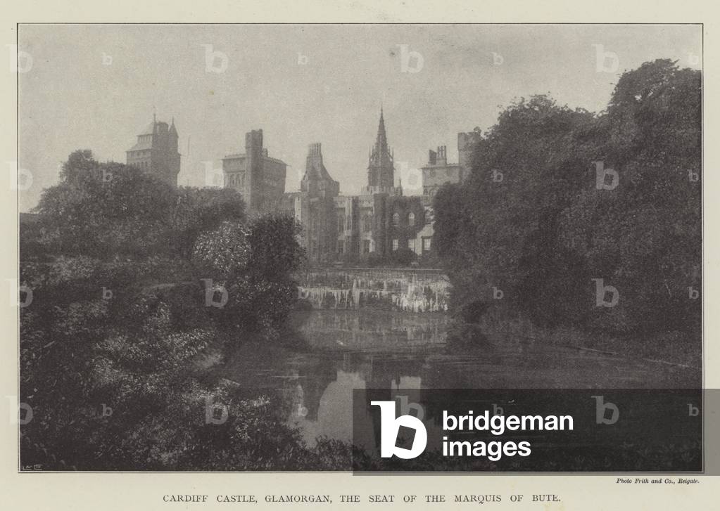 Cardiff Castle, Glamorgan, the Seat of the Marquis of Bute (b/w photo)