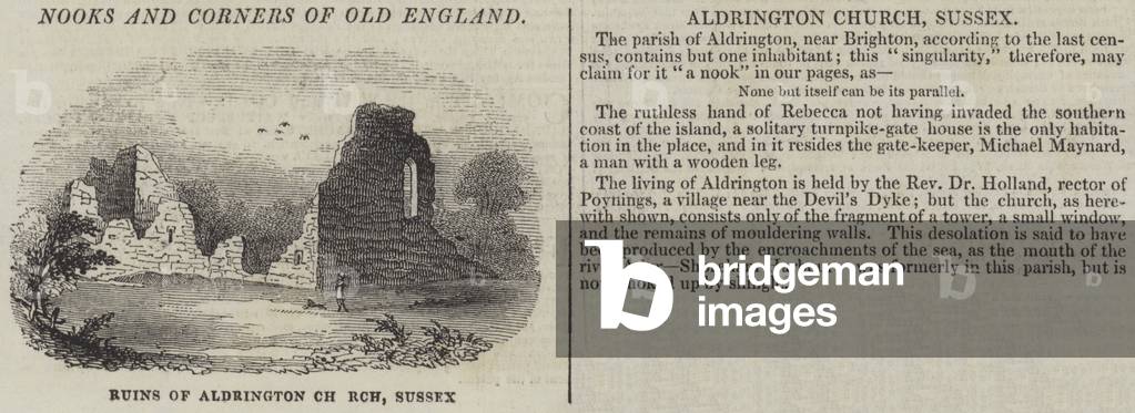 Ruins of Aldrington Church, Sussex (engraving)