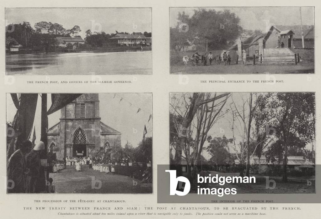 The New Treaty between France and Siam, the Post at Chantaboun, to be evacuated by the French (b/w photo)