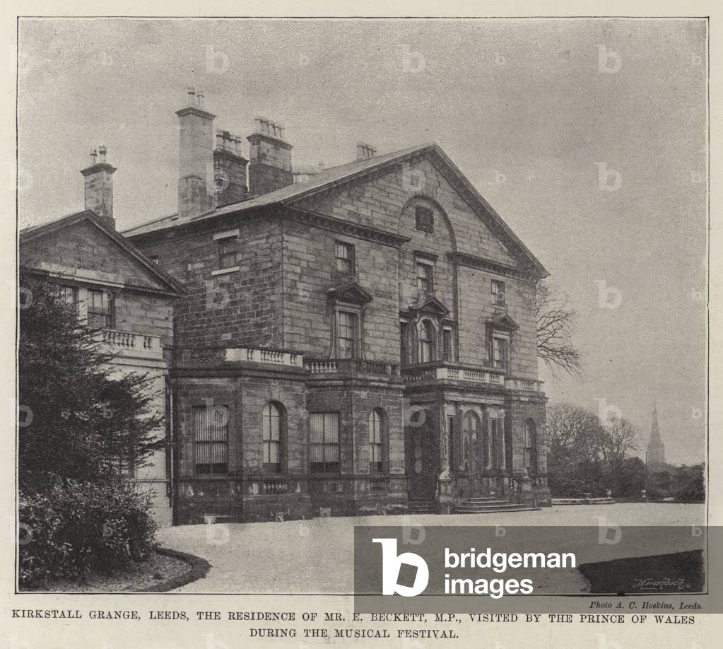 Kirkstall Grange, Leeds, the Residence of Mr E Beckett, MP, visited by the Prince of Wales during the Musical Festival (b/w photo)