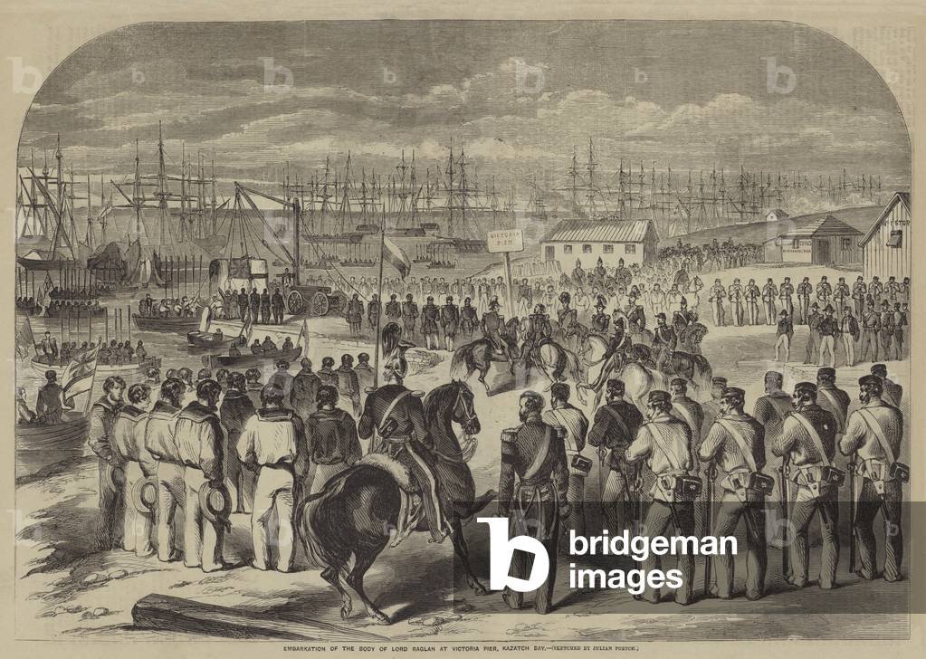 Embarkation of the Body of Lord Raglan at Victoria Pier, Kazatch Bay (engraving)