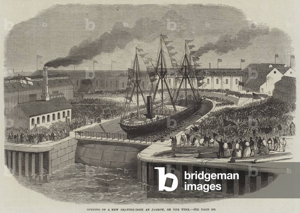 Opening of a New Graving-Dock at Jarrow, on the Tyne (engraving)