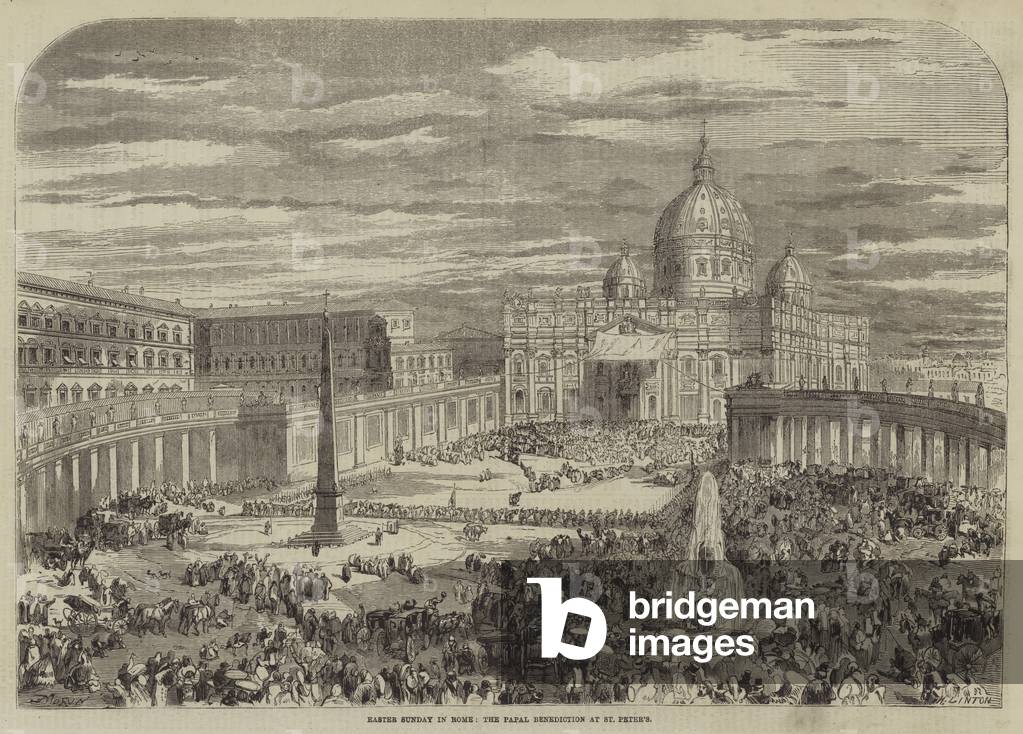 Easter Sunday in Rome, the Papal Benediction at St Peter's (engraving)