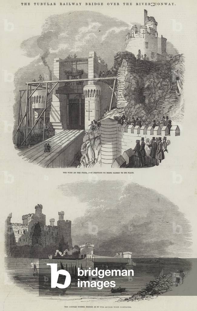 The Tubular Railway Bridge over the River Conway (engraving)