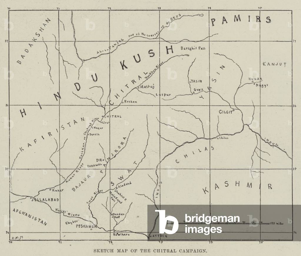 Sketch Map of the Chitral Campaign (engraving)