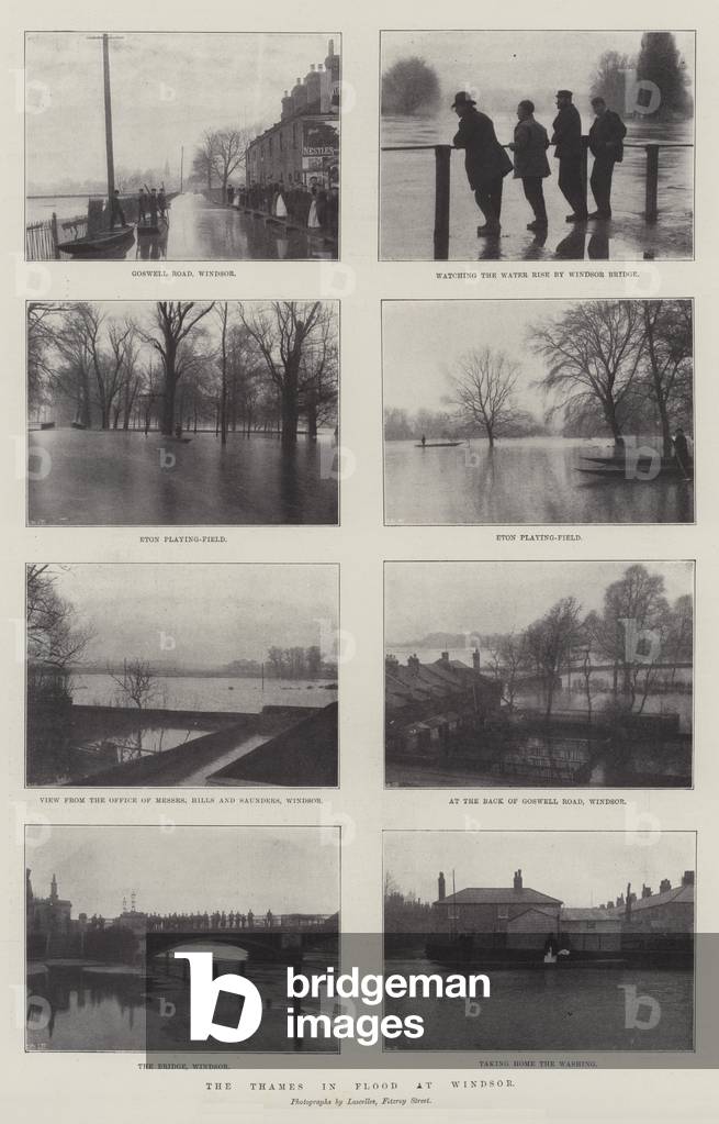 The Thames in Flood at Windsor (b/w photo)
