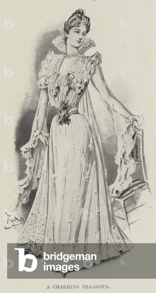 A Charming Tea-Gown (litho)