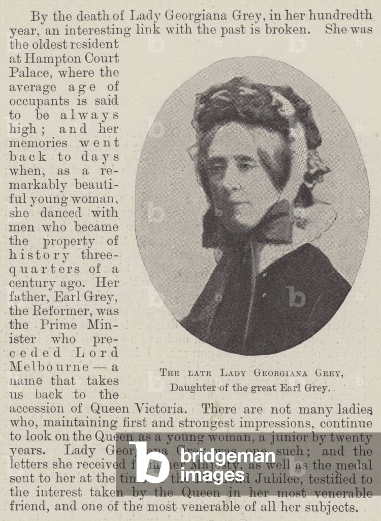 The late Lady Georgiana Grey, Daughter of the great Earl Grey (b/w photo)