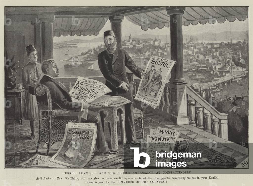 Advertisement, Turkish Commerce and the British Ambassador at Constantinople (engraving)