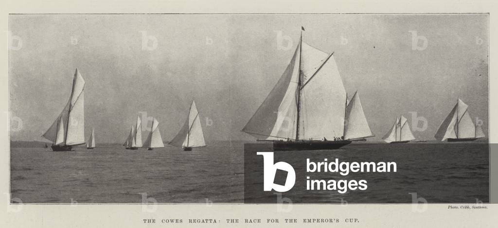 The Cowes Regatta, the Race for the Emperor's Cup (b/w photo)