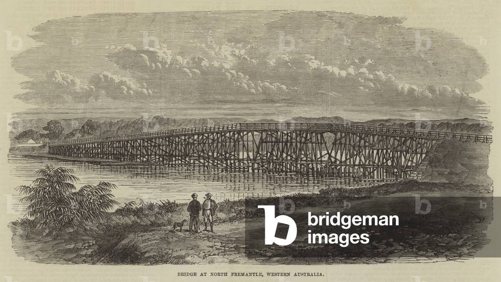 Bridge at North Fremantle, Western Australia (engraving)