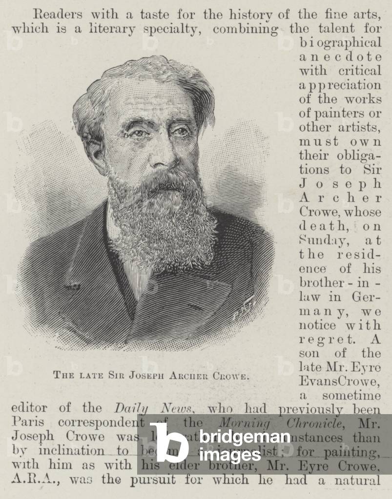 The late Sir Joseph Archer Crowe (engraving)