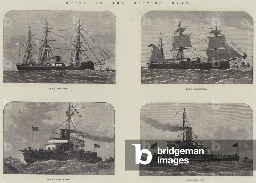 Ships of the British Navy (litho)
