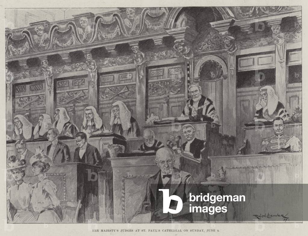 Her Majesty's Judges at St Paul's Cathedral on Sunday, 4 June (litho)