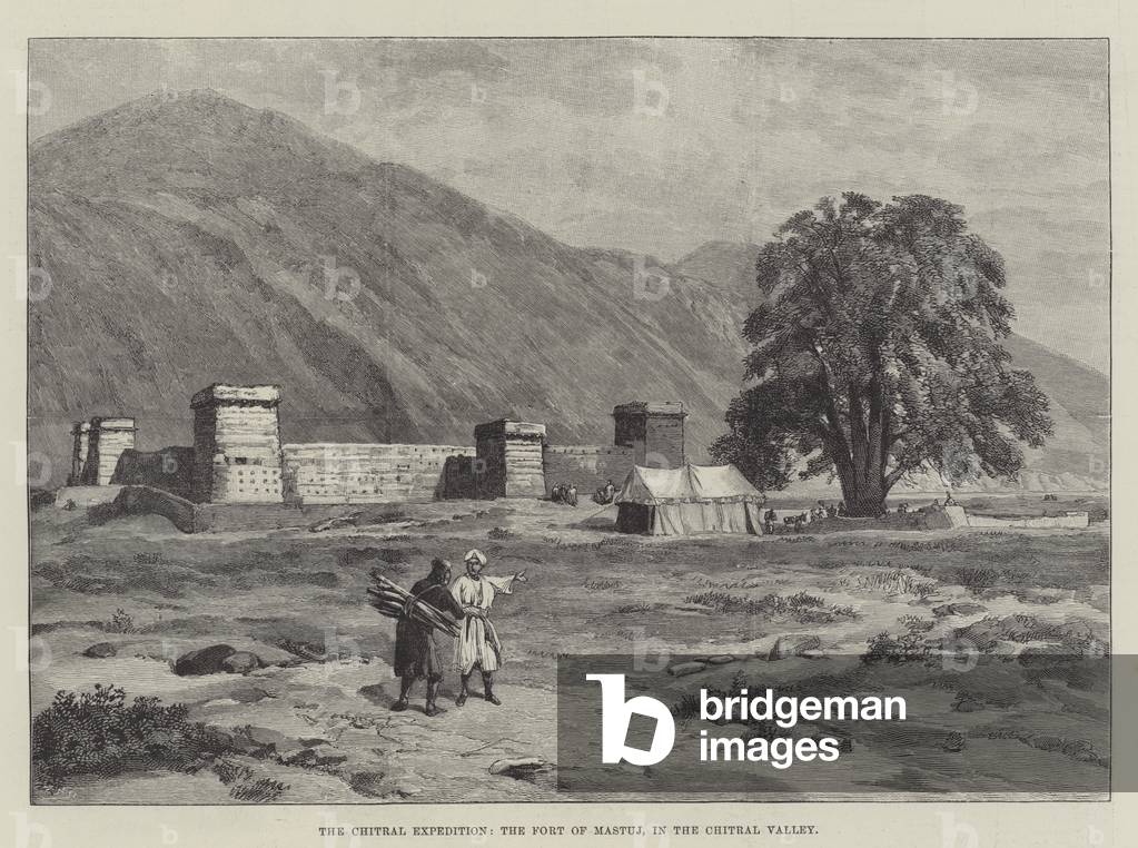The Chitral Expedition, the Fort of Mastuj, in the Chitral Valley (engraving)