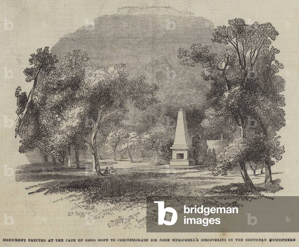 Monument erected at the Cape of Good Hope to commemorate Sir John Herschell's Discoveries in the Southern Hemisphere (engraving)