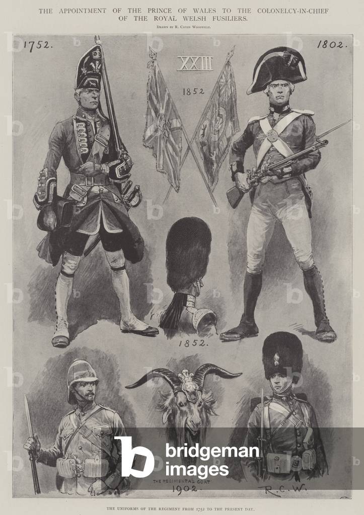 The Appointment of the Prince of Wales to the Colonelcy-in-Chief of the Royal Welsh Fusiliers (litho)