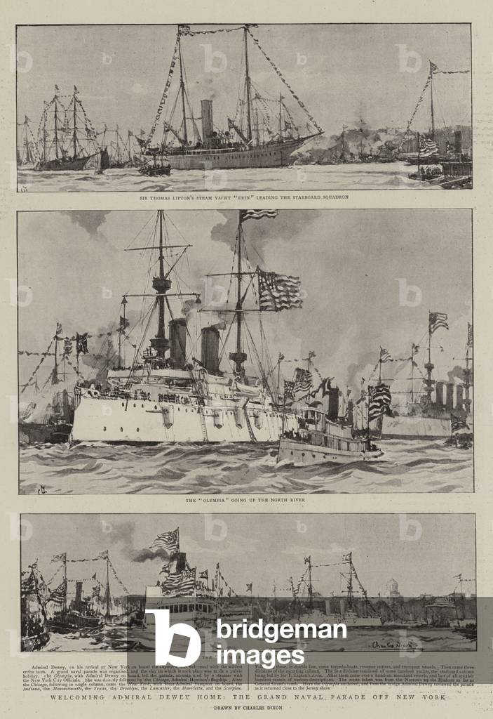 Welcoming Admiral Dewey Home, the Grand Naval Parade off New York (litho)