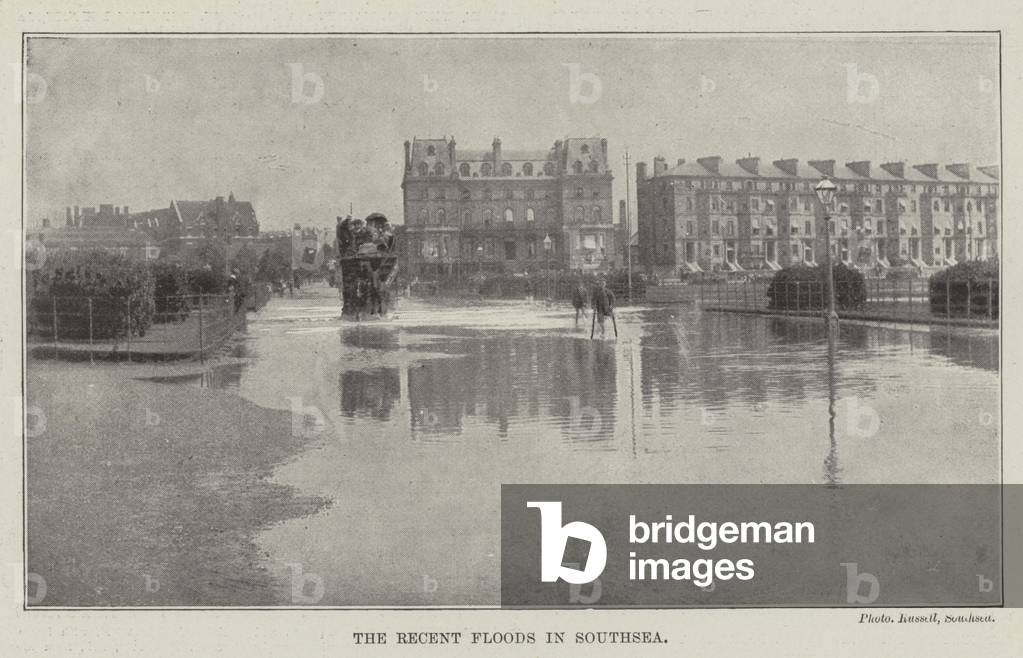 The Recent Floods in Southsea (b/w photo)