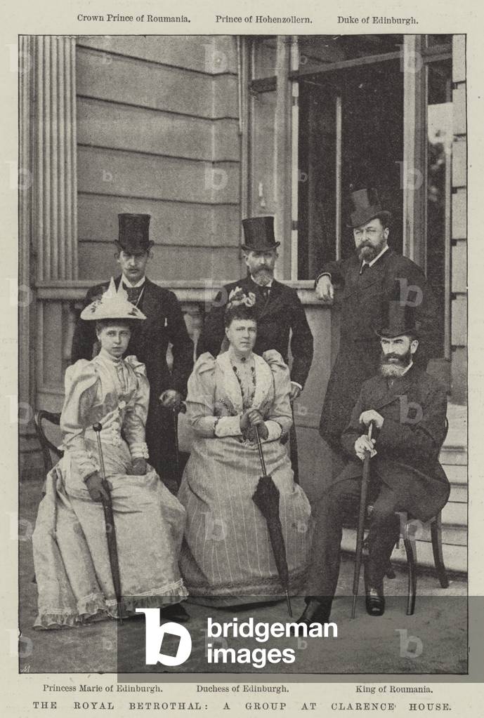 The Royal Betrothal, a Group at Clarence House (b/w photo)