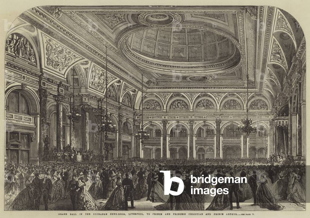 Grand Ball in the Exchange News-Room, Liverpool, to Prince and Princess Christian and Prince Arthur (engraving)