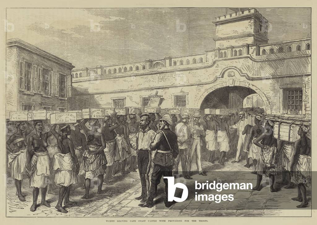 Women leaving Cape Coast Castle with Provisions for the Troops (engraving)