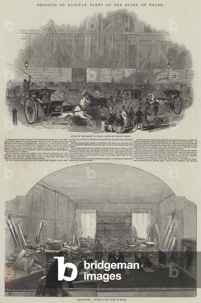 Deposits of Railway Plans at the Board of Trade (engraving)