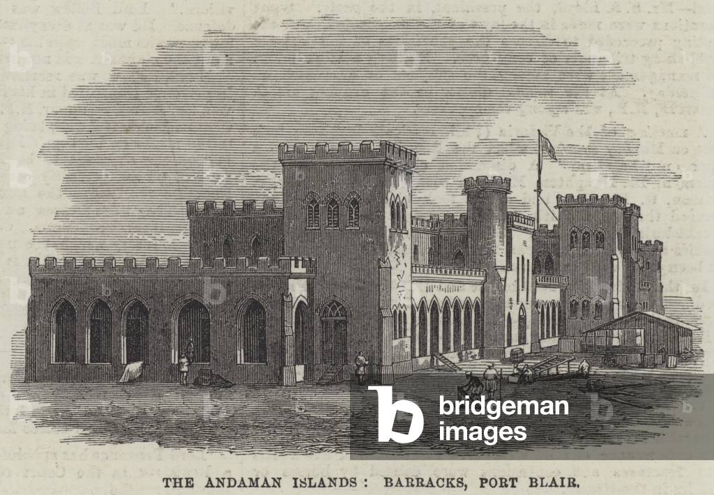 The Andaman Islands, Barracks, Port Blair (engraving)