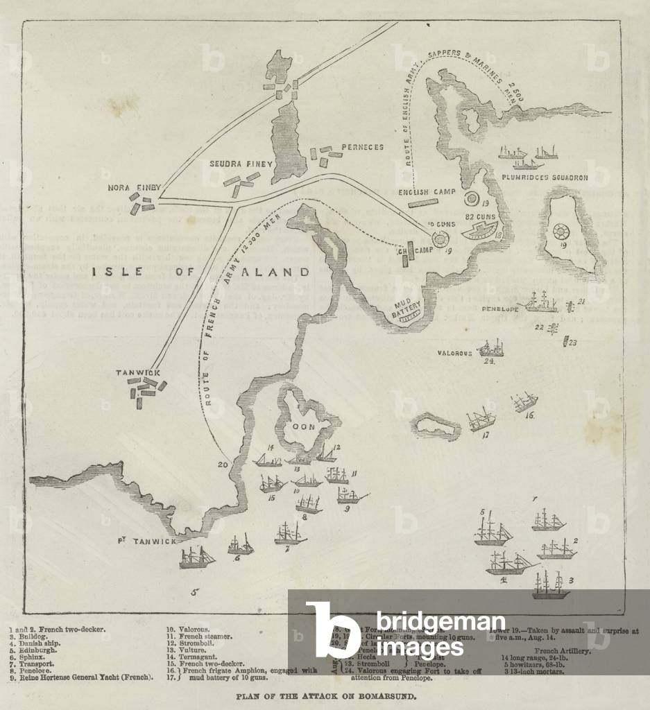 Plan of the Attack on Bomarsund (engraving)