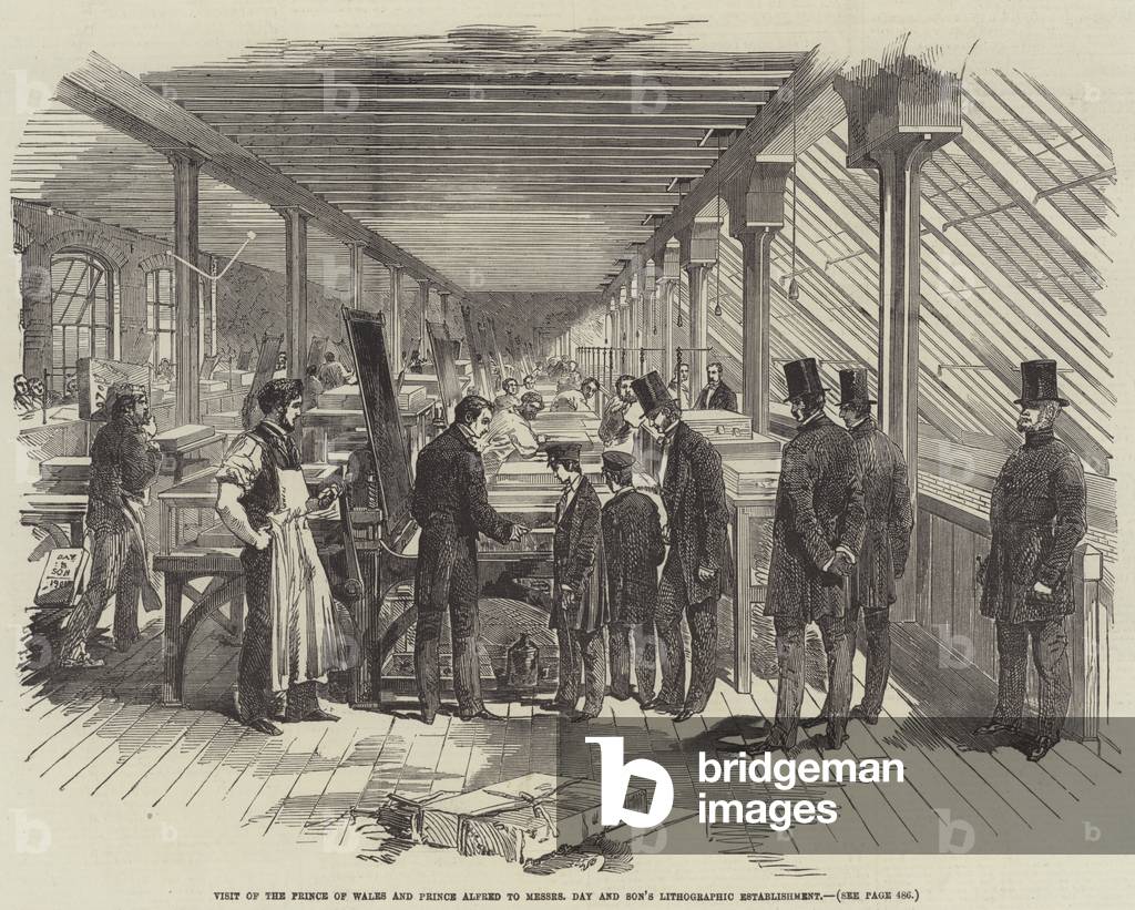 Visit of the Prince of Wales and Prince Alfred to Messers Day and Son's Lithographic Establishment (engraving)