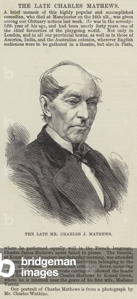 The late Mr Charles J Mathews (engraving)