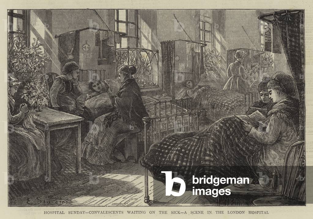 Hospital Sunday, Convalescents waiting on the Sick, a Scene in the London Hospital (engraving)