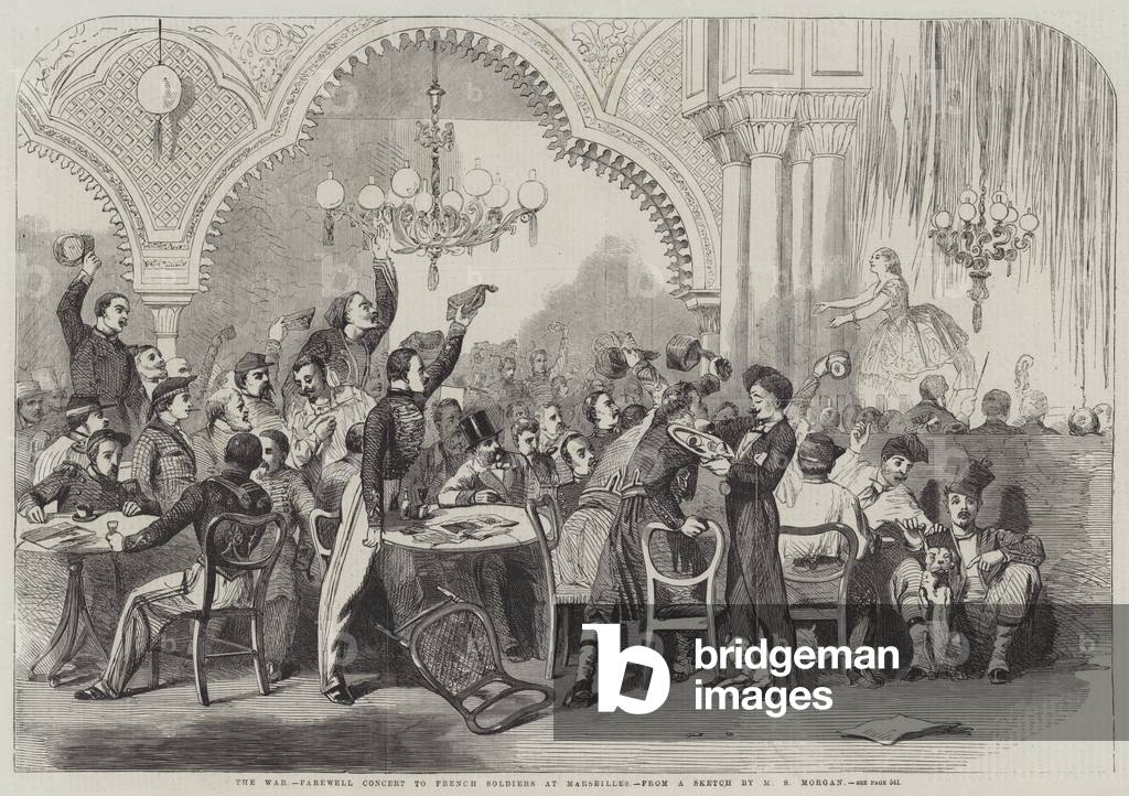 The War, Farewell Concert to French Soldiers at Marseilles (engraving)