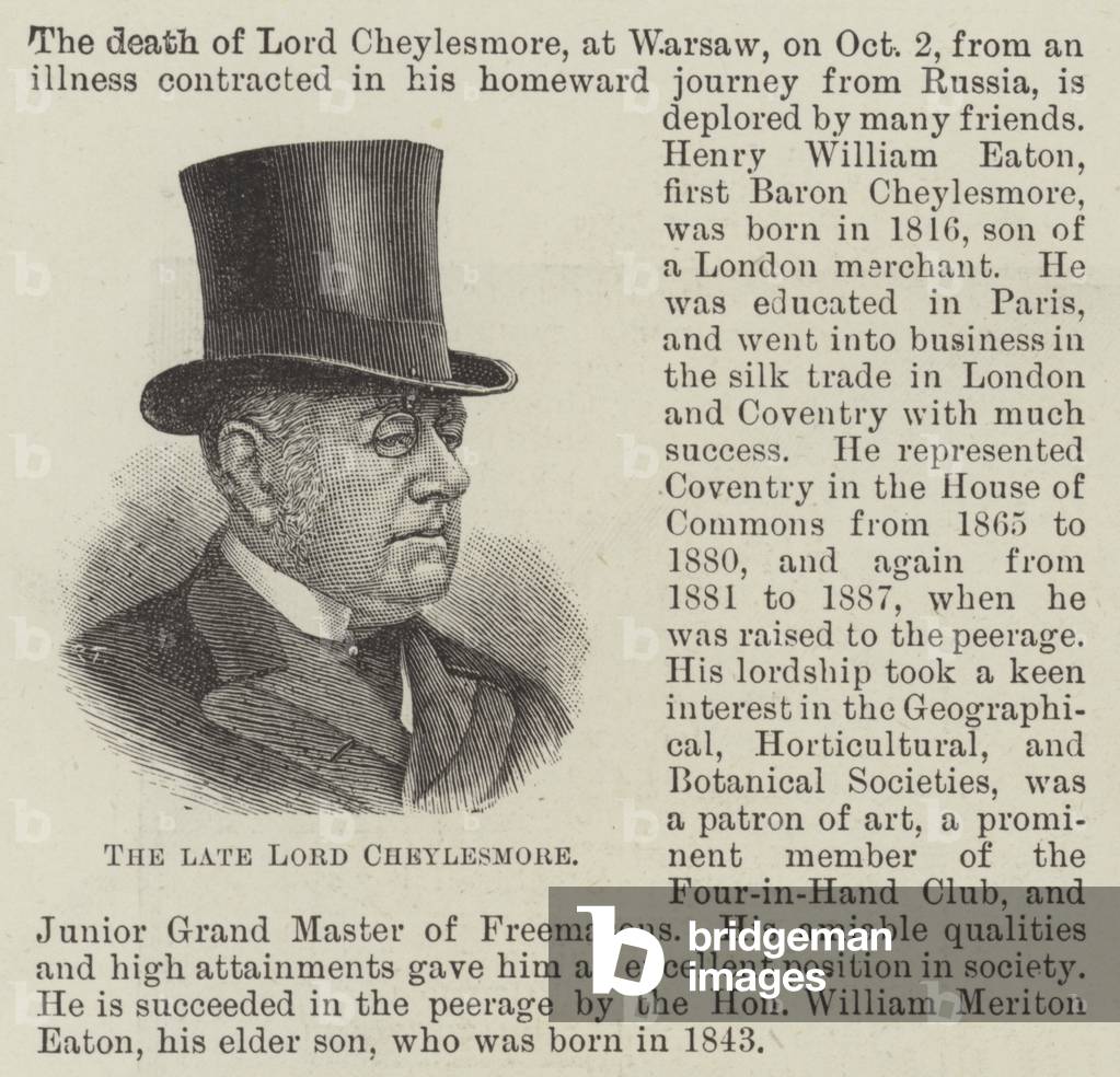 The late Lord Cheylesmore (engraving)