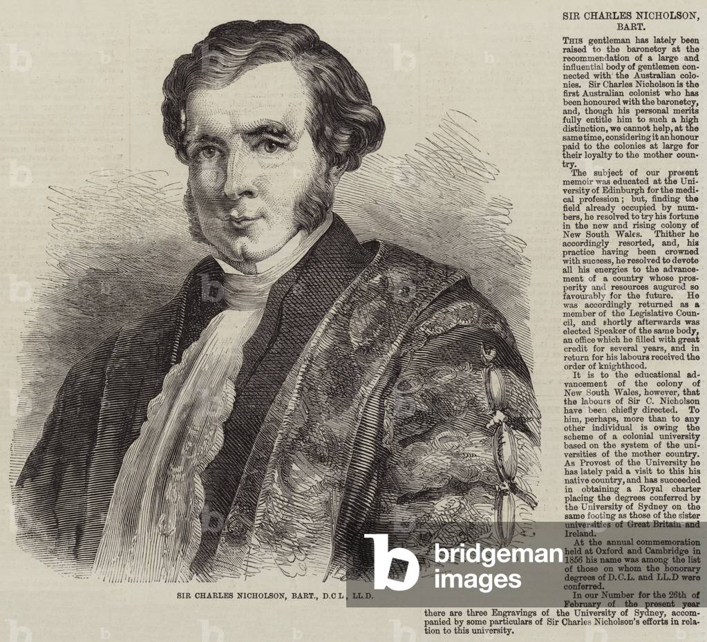 Sir Charles Nicholson, Baronet, DCL, LLD (engraving)