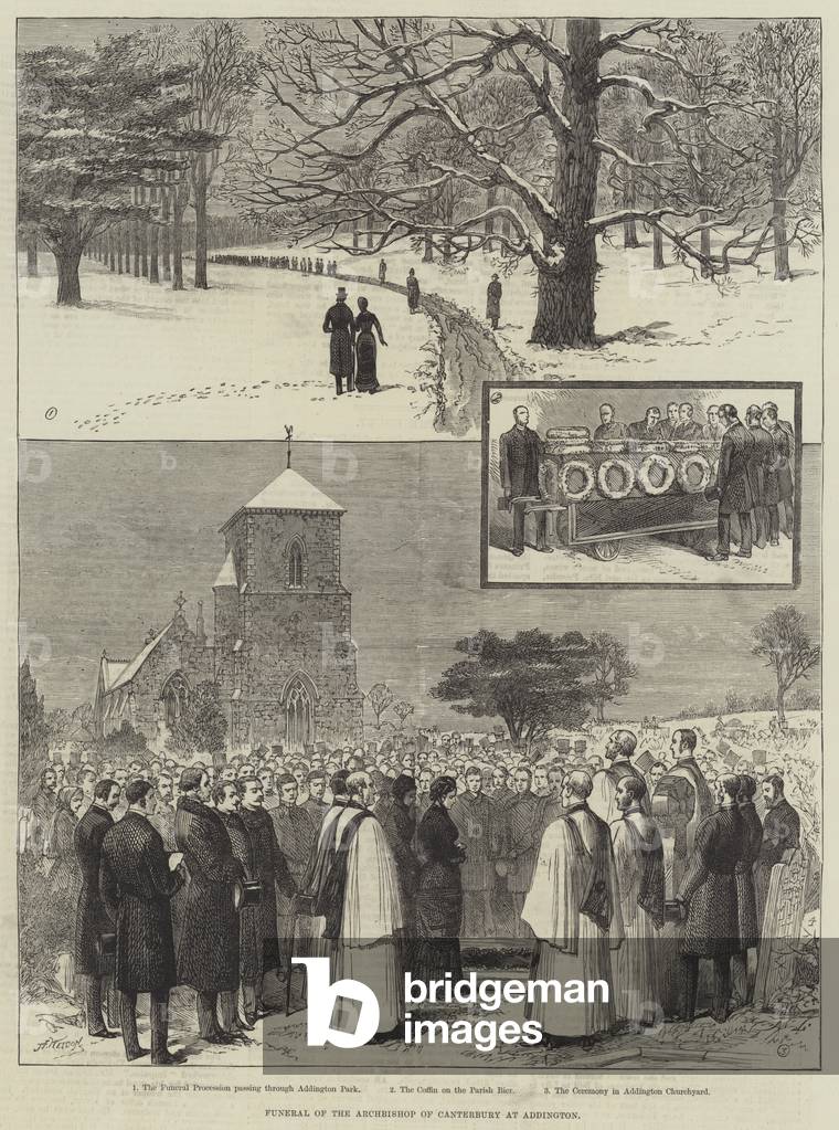 Funeral of the Archbishop of Canterbury at Addington (engraving)