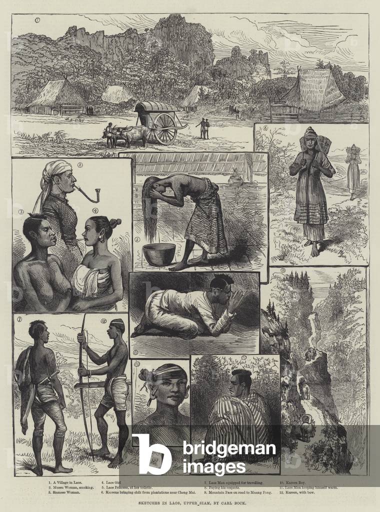 Sketches in Laos, Upper Siam (engraving)