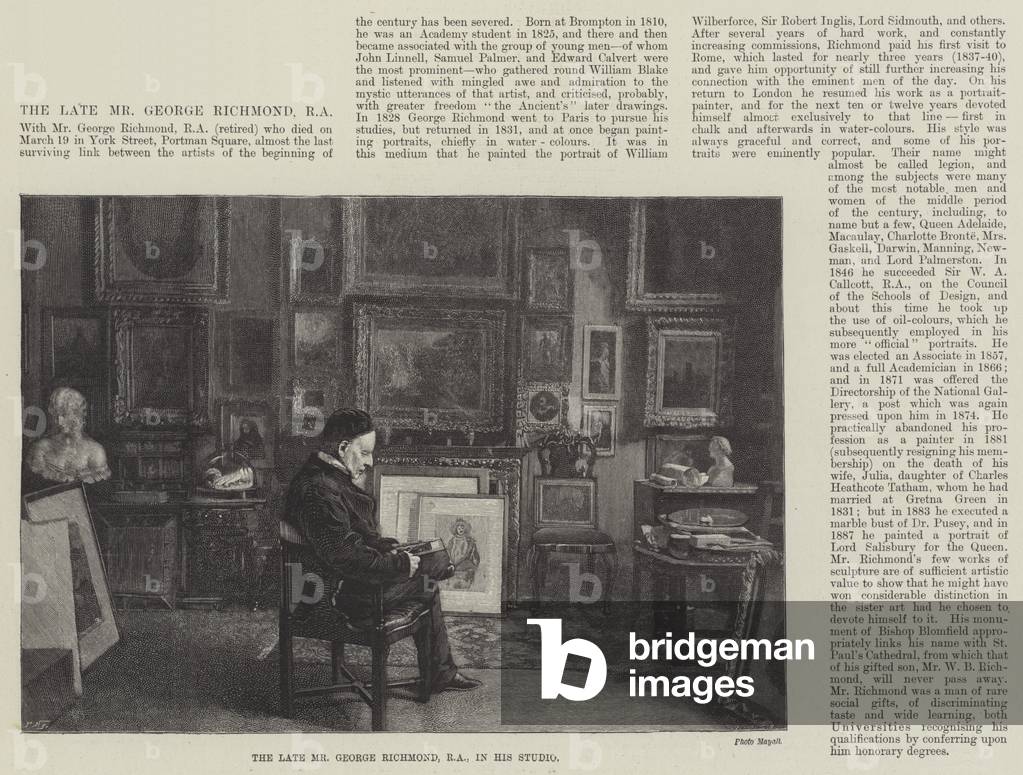 The late Mr George Richmond, RA, in his Studio (engraving)