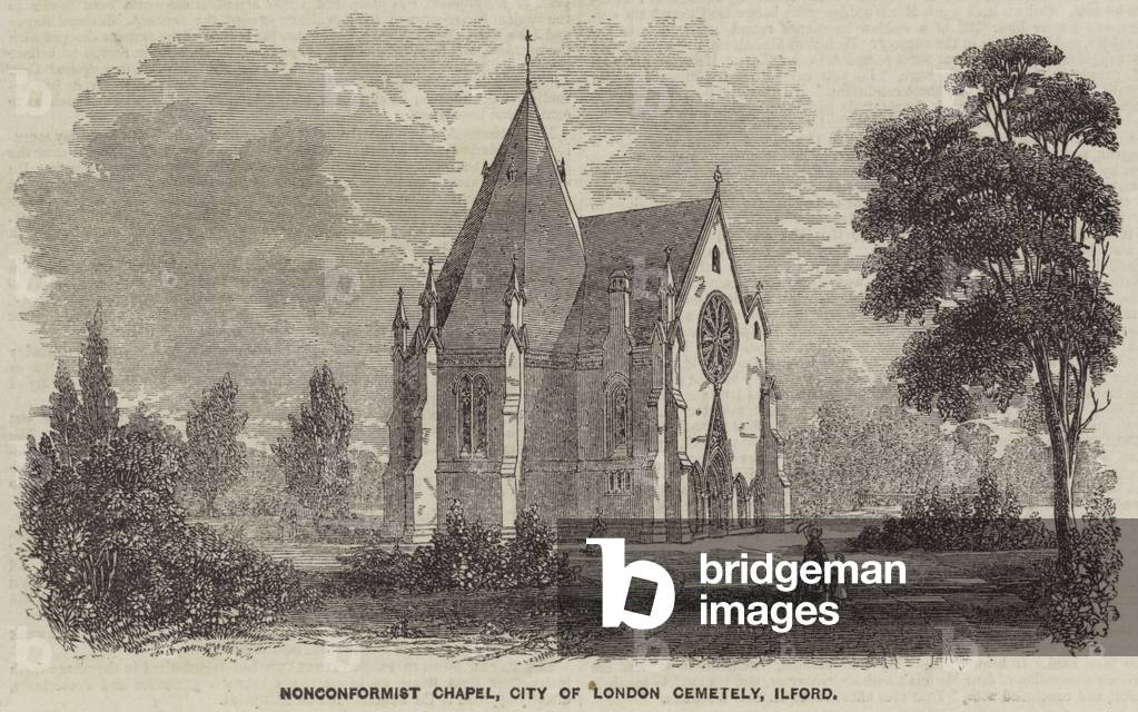 Nonconformist Chapel, City of London Cemetery, Ilford (engraving)