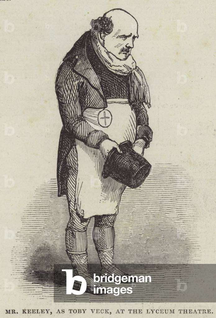 Mr Keeley, as Toby Veck, at the Lyceum Theatre (engraving)