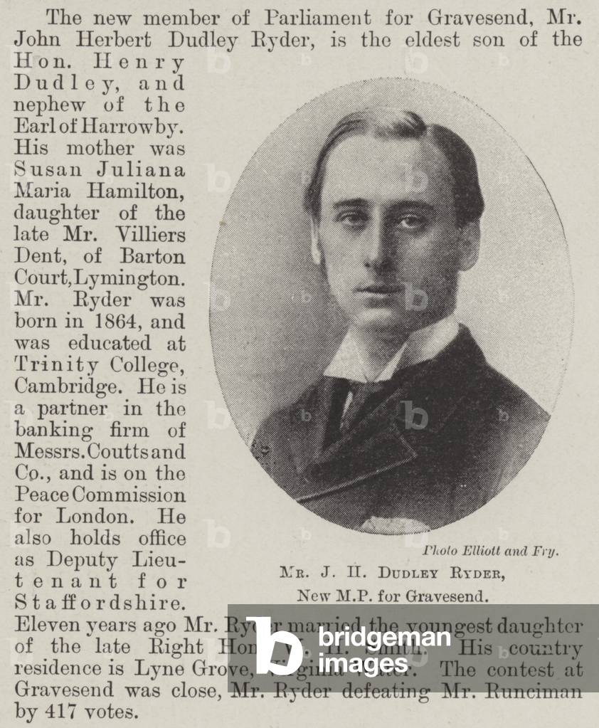 Mr J H Dudley Ryder, New MP for Gravesend (b/w photo)