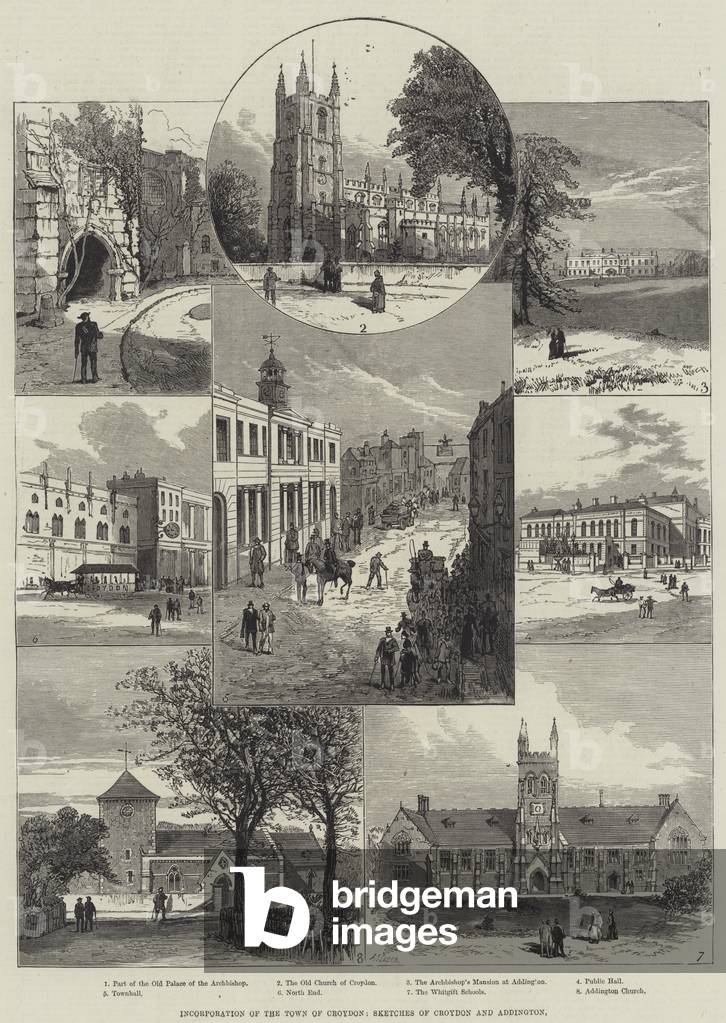 Incorporation of the Town of Croydon, Sketches of Croydon and Addington (engraving)