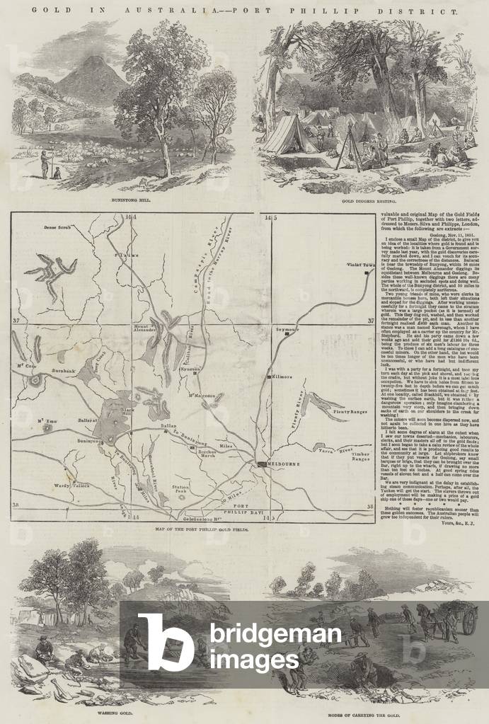 Gold in Australia, Port Phillip District (engraving)