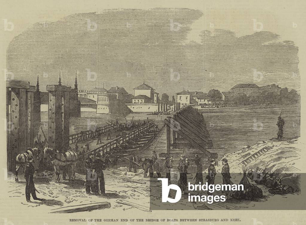 Removal of the German End of the Bridge of Boats between Strasburg and Kehl (engraving)
