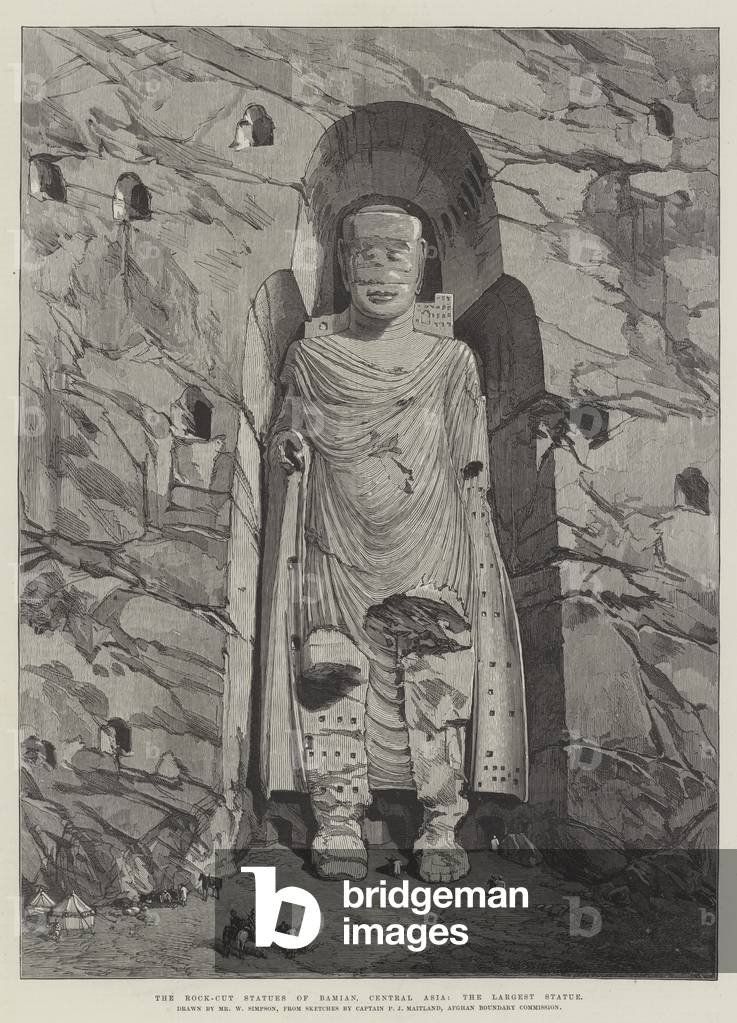 The Rock-Cut Statues of Bamian, Central Asia, the Largest Statue (engraving)
